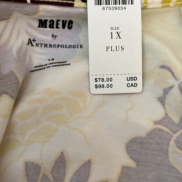 NWT Maeve by Anthropologie cropped cinched floral flutter sleeve top, size 1X - Picture 6 of 6